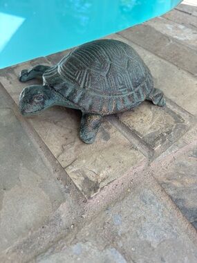 Cast Iron Turtle Figurine - Green Patina